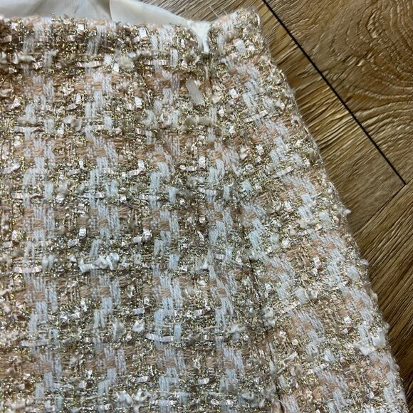 Express Shorts Women's 2 Tweed High Waist Metallic Gold Cream Disco Shimmer - Picture 6 of 10